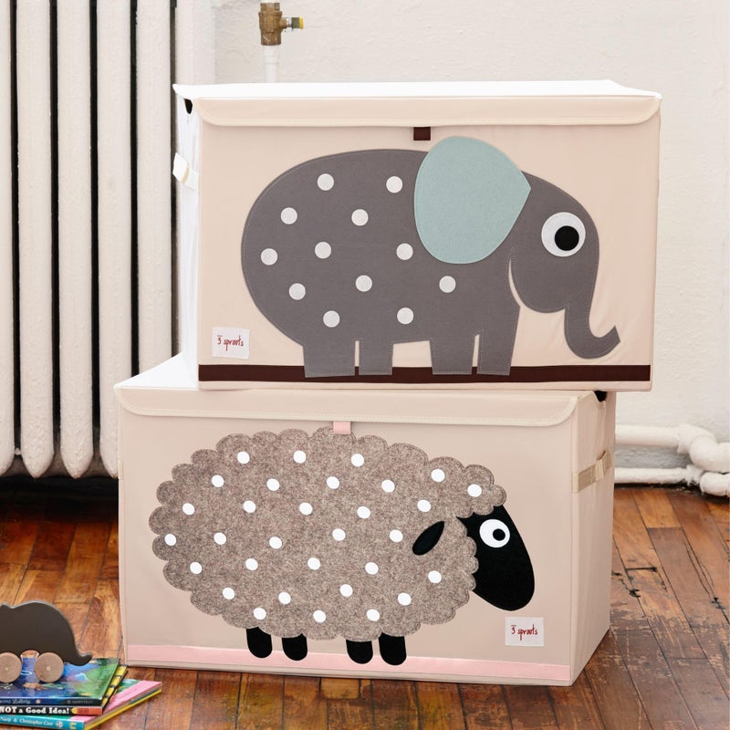 3 Sprouts Large Toy Chest for Kids with Lid and Handles - Collapsible Toy Storage Bin/Trunk/Box/Basket Organizer for Boys & Girls Playroom, Nursery, Sheep - Image 4